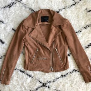 Tan and Brown Suede Moto Jacket